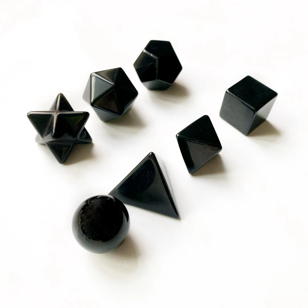 Черный обсидиан камень платонический Твердые Священная Геометрия Меркаба звезда кристалл Додекаэдр октаэдр куб Тетраэдр икосаэдр