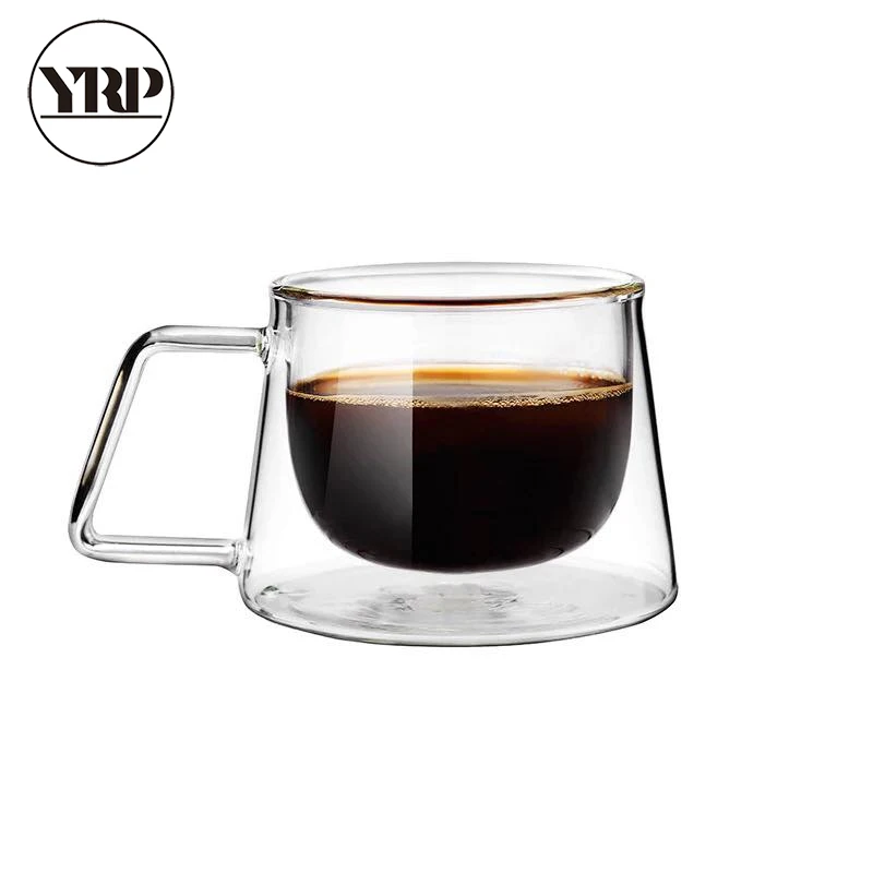 YRP 200 мл двухслойная стеклянная кофейная кружка, чашка с высоким бором, силиконовые чашки, стеклянные ручки, чашки и кружки, креативная посуда для напитков