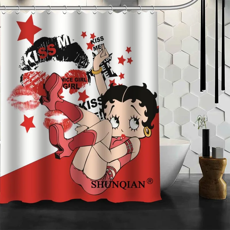 Новое поступление Betty Boop занавеска для душа Полиэстеровая печать на ткани занавеска для ванной комнаты водонепроницаемые изделия для ванной комнаты с крюком - Цвет: 23