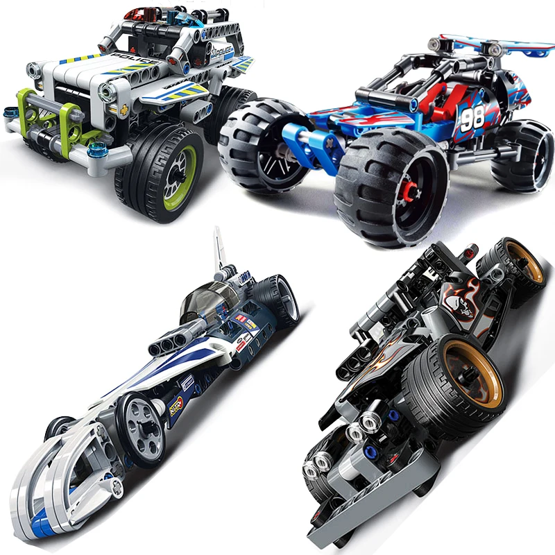 Decool Pull Back Technic Car moto cycle Racer MOC Truck DIY строительные блоки детские игрушки для детей