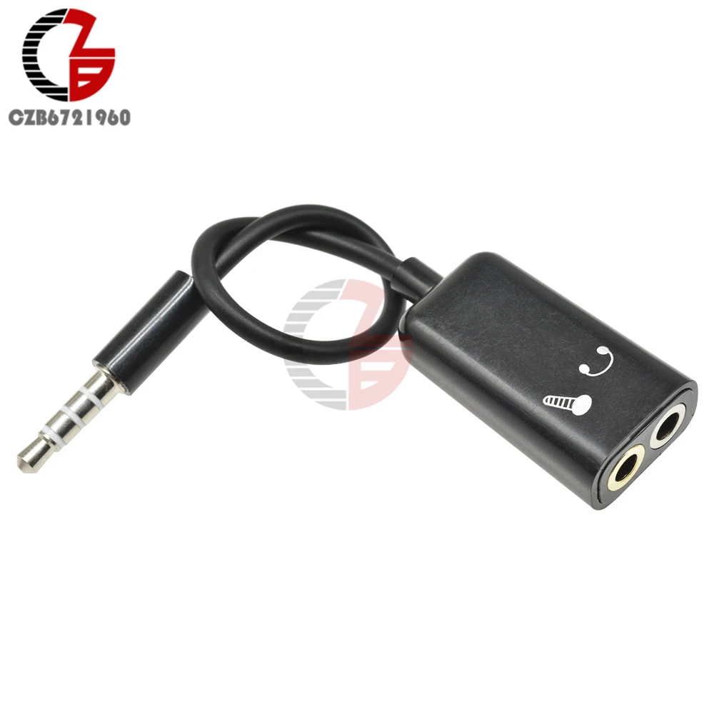 2 in 1 3.5mm Splitter Stereo Audio Cable Adapter Connector Male to Headphone Headset + Microphone Mic for PC Laptop