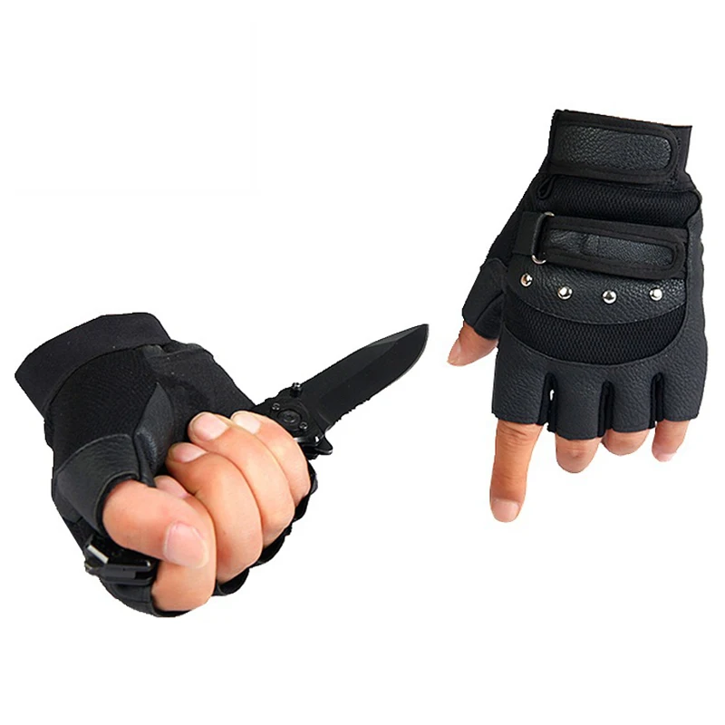 

Fashion bicycle gloves quality PU Military tactical gloves fashion rivets decorative bike gloves unisex cycling gloves Dropship