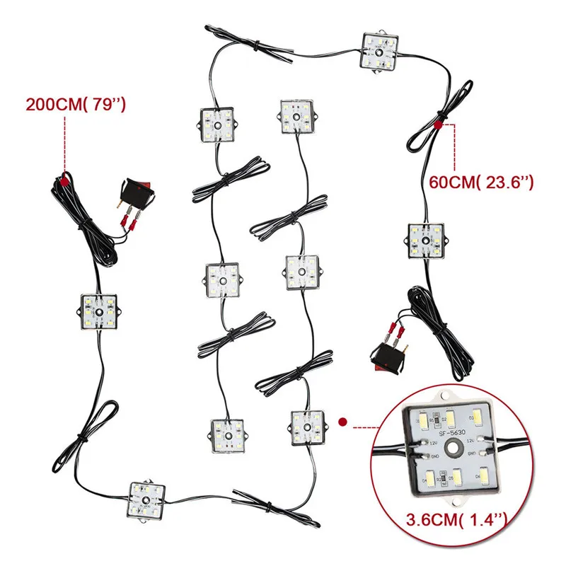 Высокая яркость грузовой Camper 60 светодиодный 12V 5730 SMD низкое потребление RV интерьер светильник прицеп шлюпочная фара потолка для автомобиля Ван#292140