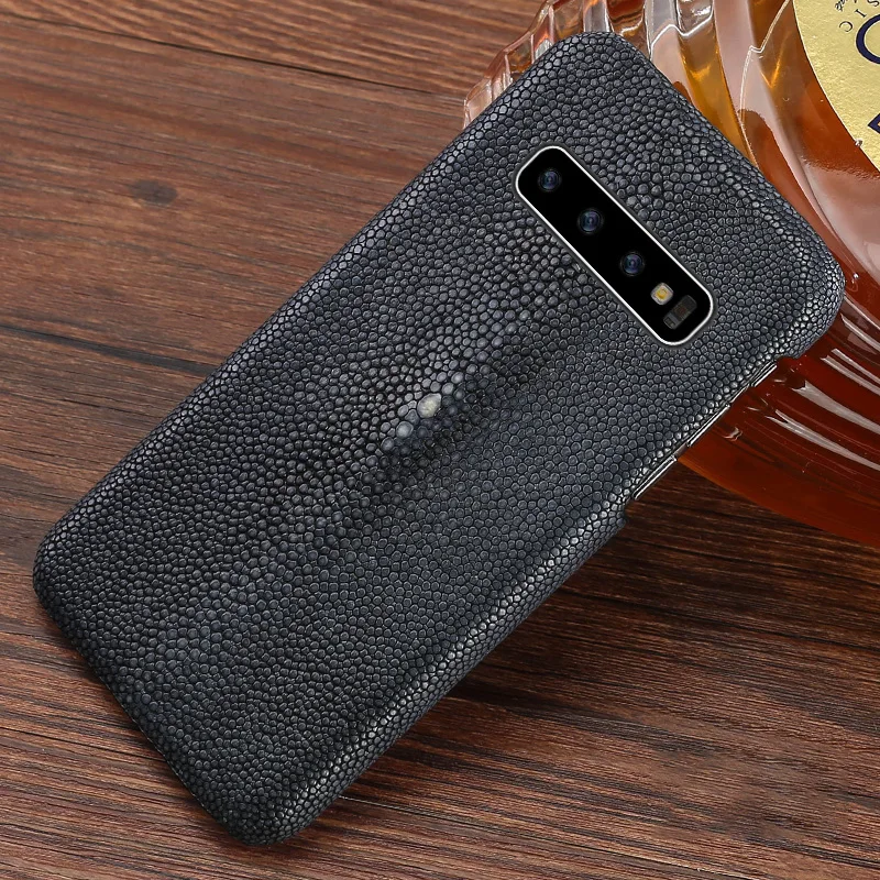 Genuine Leather Pearl fish for Samsung S10 plus phone case luxury Anti-fall Solid color protective case for Samsung A70 note 10