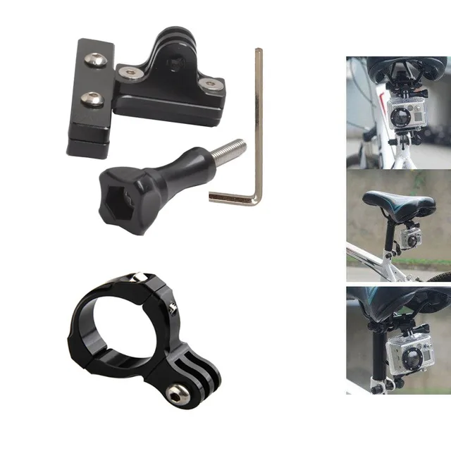 Black Set Aluminum Bicycle Saddle Rail Seat Mount + Bike Handlebar