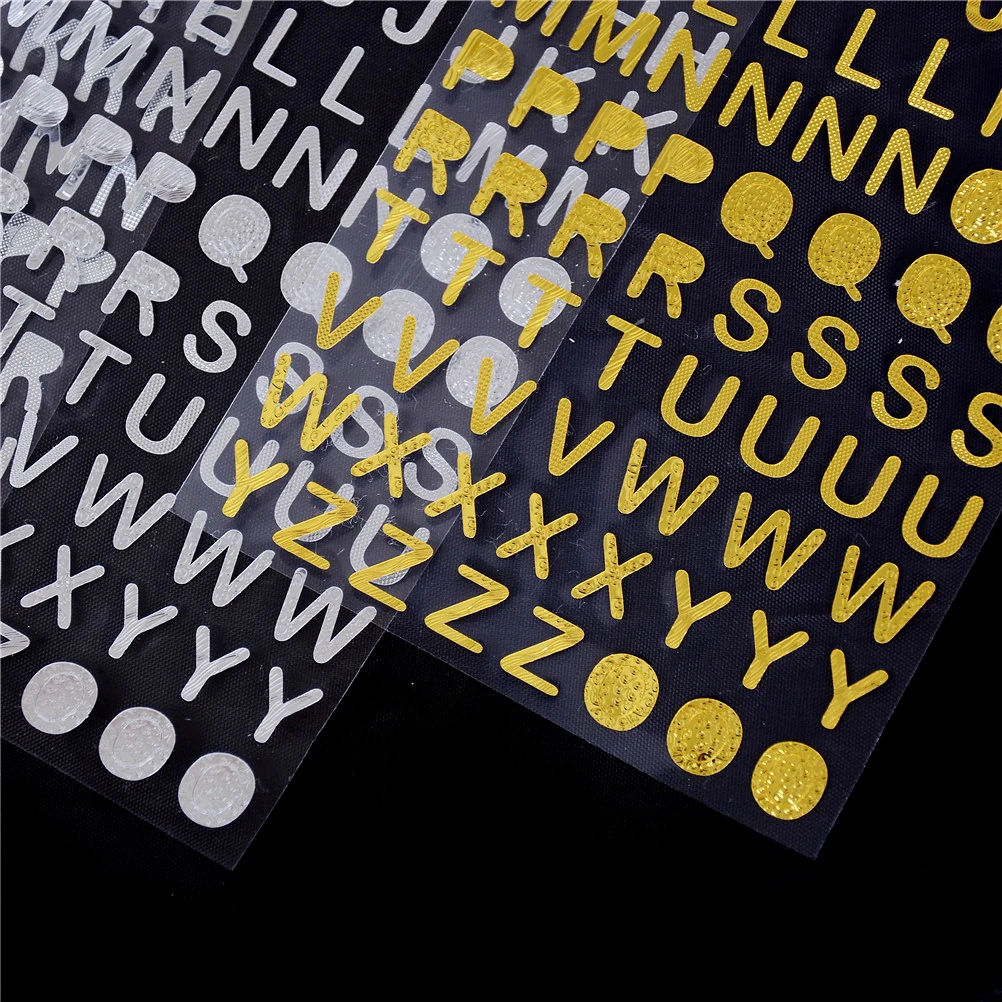 3 Sheets/lot Silver/Gold Crafts Bronzing Stickers DIY Scrapbook Digital Letter Number Decorative Sticker Toys 21.5*10cm