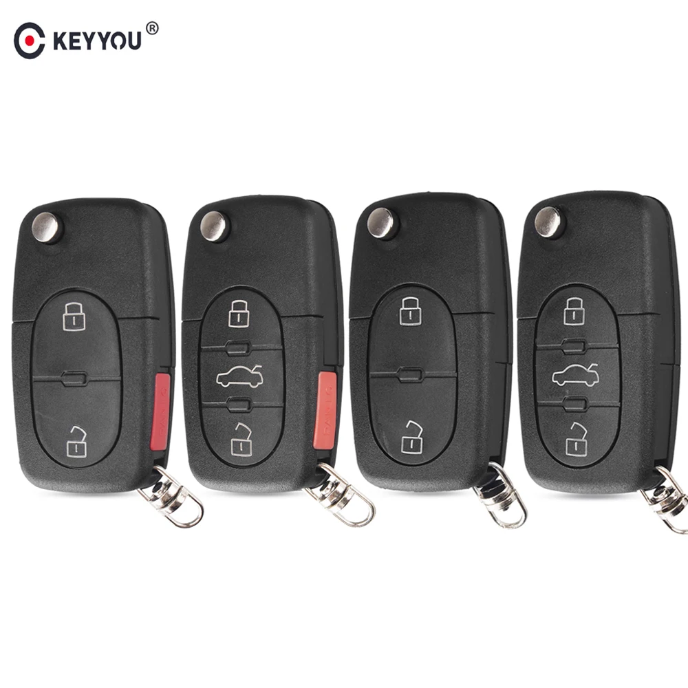 KEYYOU 2/2+ 1/3/3+ 1 кнопки складной чехол для выкидного ключа Подходит для Audi TT A2 A3 A4 A6 A8 Quattro дистанционный ключ чехол с лезвием CR2032