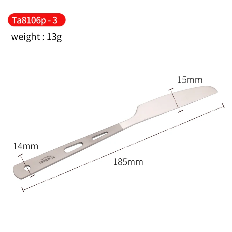 Tiartisan Spoon Fork Knife Set Outdoor Pure Titanium Camping Picnic Cutlery Polished Scoop Tableware set Ta8106P