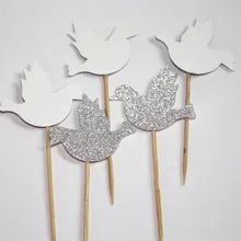 24 Dove бокалы для кексов блеск голуби крещения Первое причастие, ребенок посвящение пользовательские Цвета религиозных Товары для птиц