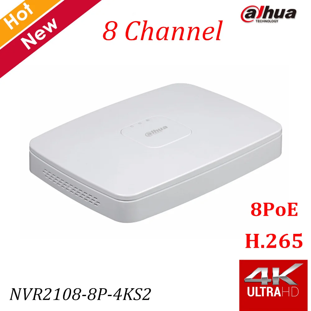 Бесплатная доставка Новый Dahua 8ch сетевой видеорегистратор NVR2108 8P 4KS2 H.265 4 k сети
