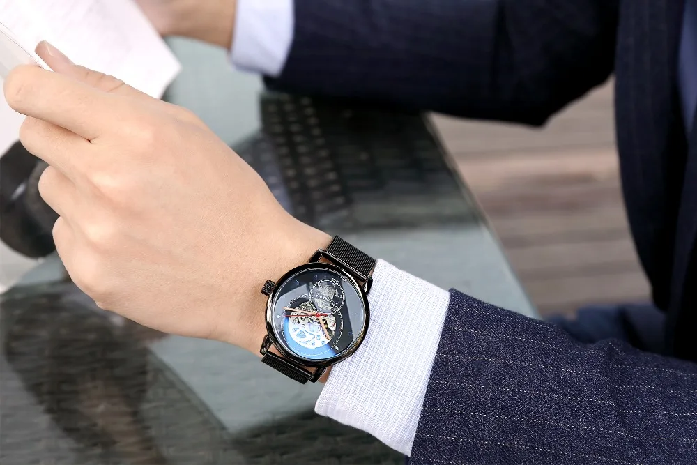 Relojes Hombre дизайн ORKINA механические часы с каркасом автоматические часы с кожаным/сетчатым ремешком из нержавеющей стали Relogio Masculino