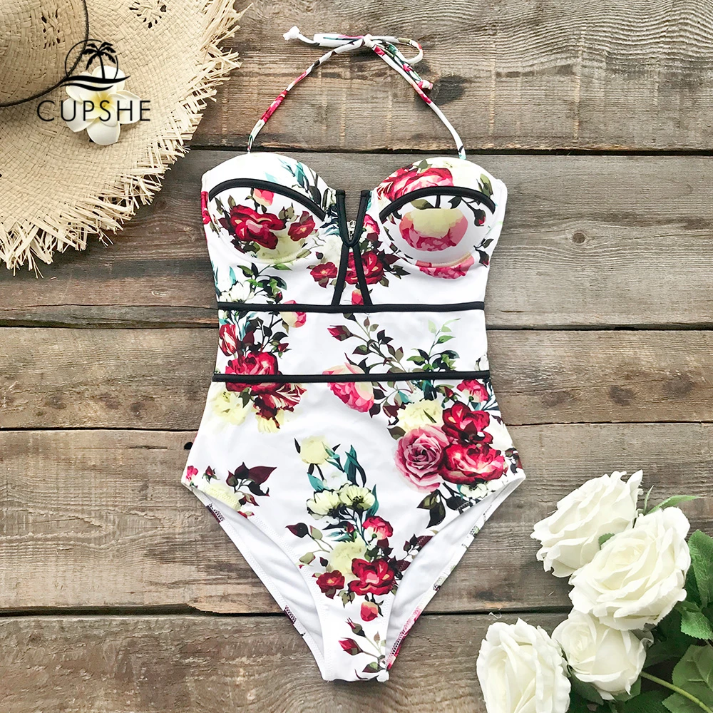 Kaufen CUPSHE Solide Teal Rüschen Einteiliges Badeanzug Frauen Sexy Monokini Badeanzüge 2019 Mädchen Klar Strand Bademode
