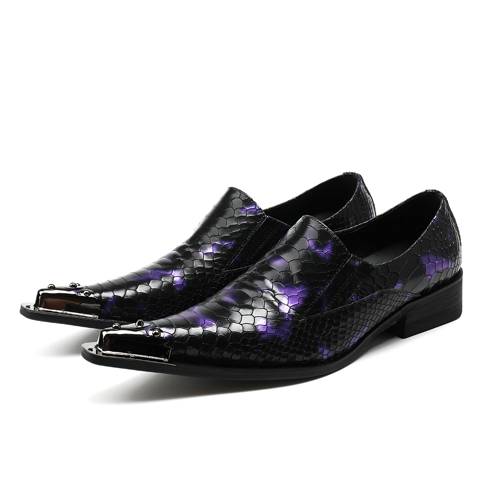 

man style Genuine Leather Loafers Men leather shoes Men's Flats Men Metal Tip Wedding shoes 2019 new