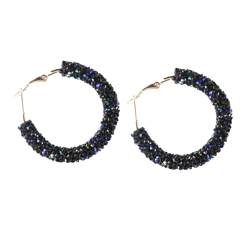 

Korean Round Crystal Big Drop Earrings for Women Female Fashion Vintage Circle Handmade Bead Crystal Earrings 2019 Jewelry