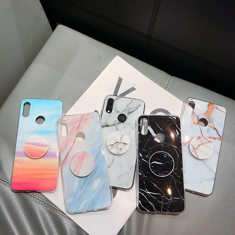

Xiaomi Redmi Note 7 Case Marble Silicone Cover with Stand Holder on for Fundas Xiomi Redmi Note 6 5 Pro Mi 9 8 Lite Phone Case