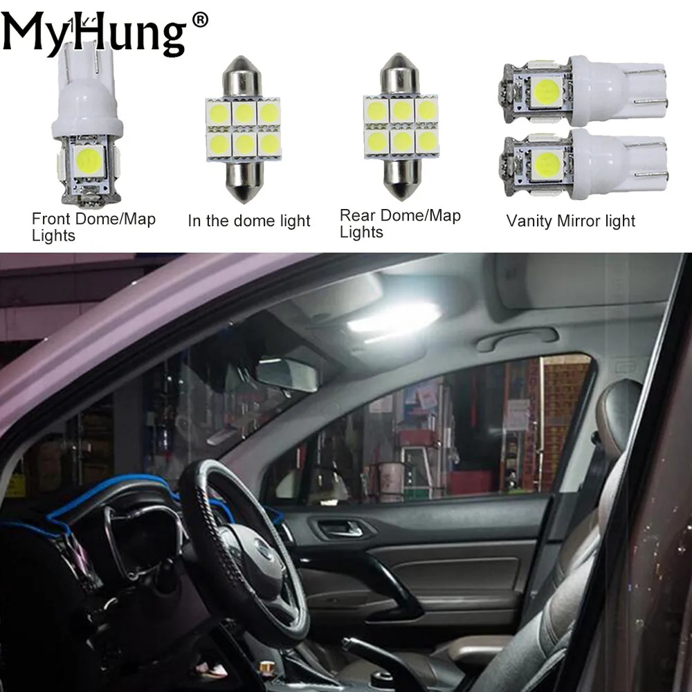 

For Toyota PRADO2.7 2009-2016 Convenience Bulbs Car Led Interior Light C10W W5W Replacement Bulbs Headlight White 6PCS Headlight