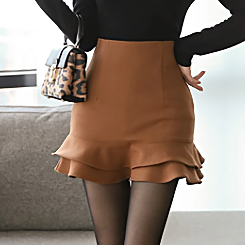 

BGTEEVER Elegant Zipper Ruffles Shorts Women Casual High Waist Hip Package Shorts Female Streetwear Autumn Bottoms 2019