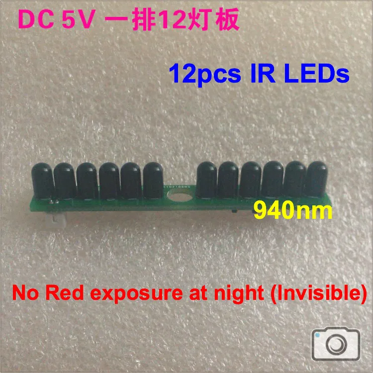 

Lihmsek 12pcs IR LEDs Infrared LED Board Invisible no red light 940nm CCTV LED Light lamp board For CCTV Accessories 60 degree
