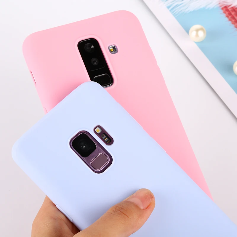 Чехлы для Samsung Galaxy A7 J4 J6 плюс J8 A6 A8 S9 S8 Plus Note 9 8 A3 A5 A7 J3 J5 J7 S7 мягкая Macaron Цвет крышка