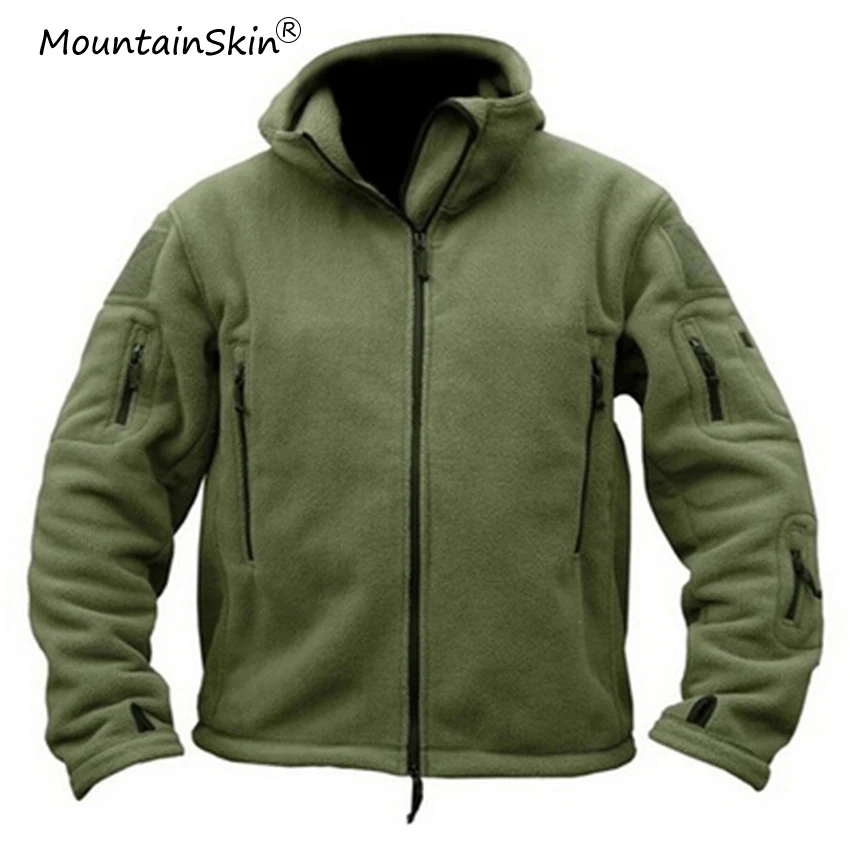 Mountainskin Мужская Военная тактическая куртка с капюшоном зимняя мода Флисовая