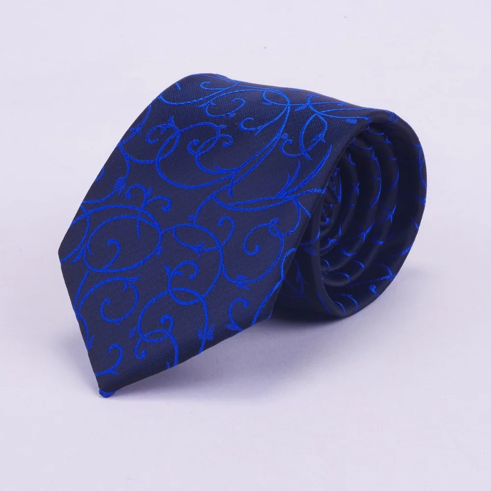 GUSLESON Quality Tie Set for Men Blue Floral Tie and Handkerchief Silver Necktie Man Corbatas Hombre Pocket Square Wedding