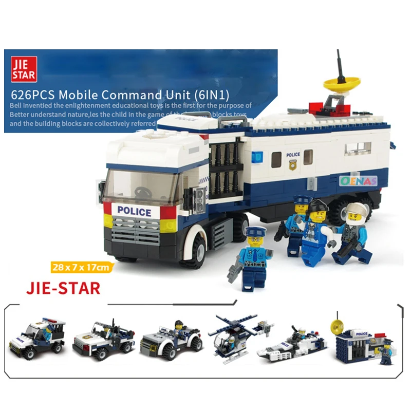 

Legoing City Police Station Model Building Blocks Toy For Children 6in1 626pcs/set Bricks Baby Toy Kids Gift Legoed Mb083