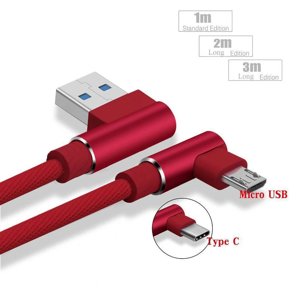 L Форма 1/2/3M Micro Зарядка через usb кабель Нейлон Плетеный Micro-Тип usb-C кабель быстрая зарядки шнур для samsung Xiaomi Android IOS