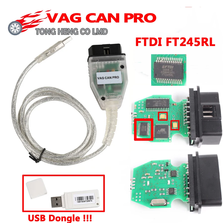 VAG CAN PRO V5.5.1 FTDI FT245RL чип VCP OBD2 Диагностический интерфейс USB кабель Поддержка Can Bus UDS K Line