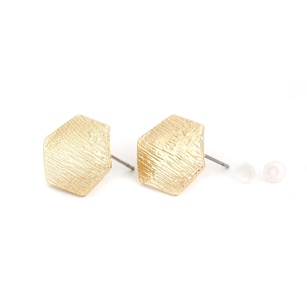 

DoreenBeads Zinc Based Alloy Ear Post Stud Earrings Findings Geometric Gold/Matt Gold W/ Loop Jewelry DIY Charms, 10 PCs