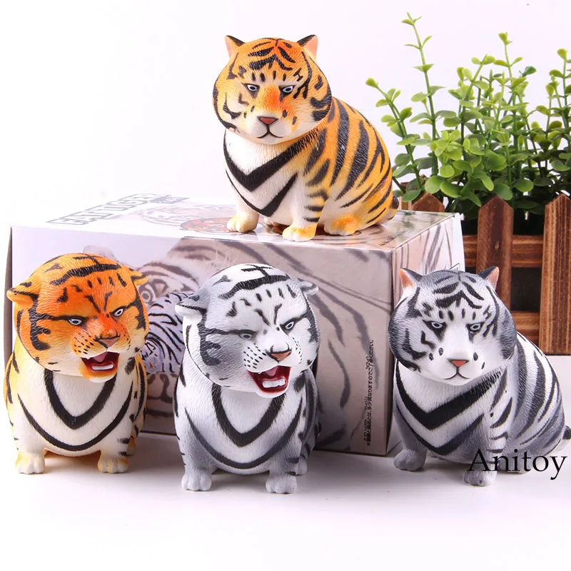 Kawaii Cute Animal Action Figure Fat Tiger Collection Model Toys 9cm 4pcs/set