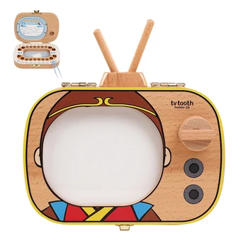 

Baby Tooth Keepsake Box Wooden Teeth Box TV Shaped Tooth Keepsake Box Announcements Collecting Gift