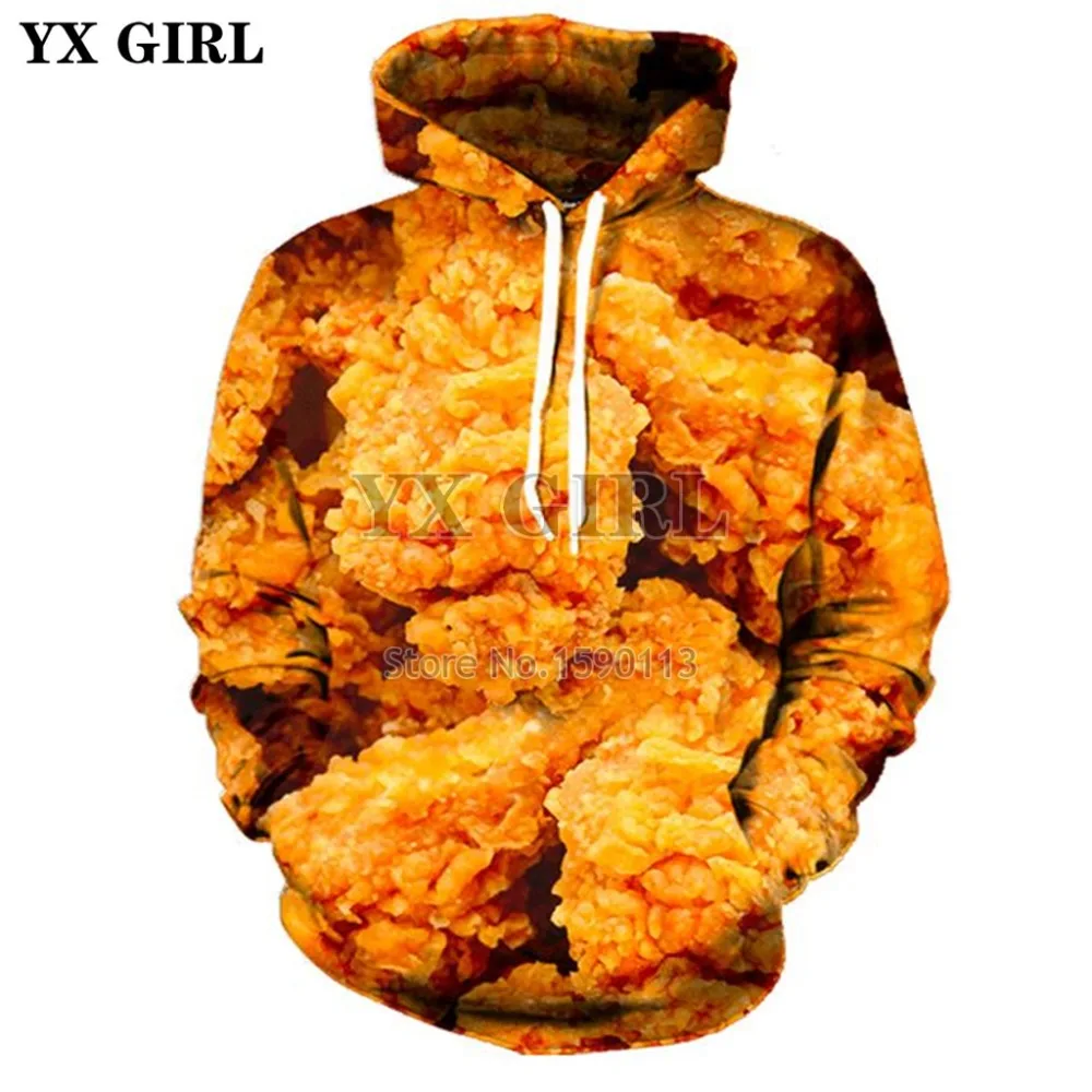 

YX GIRL 2018 New Fashion hoodies Men Womens Hooded sweatshirt Fried chicken legs Food 3d Print Hoodie casual Tops Drop shipping