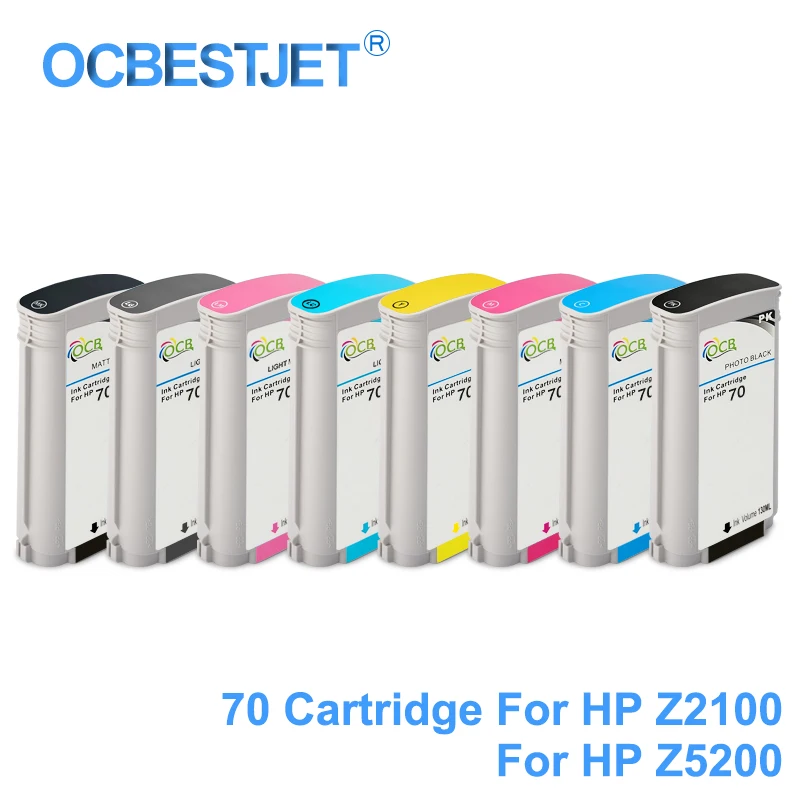 

For HP 70 Replacement Ink Cartridge Compatible For HP DesignJet Z2100 Z5200 Printer C9449A C9452A (PBK C M Y LC LM LGY MBK)