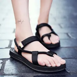 Мужские сандалии 2019 мужские черные пляжные сандалии высокого качества унисекс летние туфли на плоской подошве sandalias para hombre размер 45 46