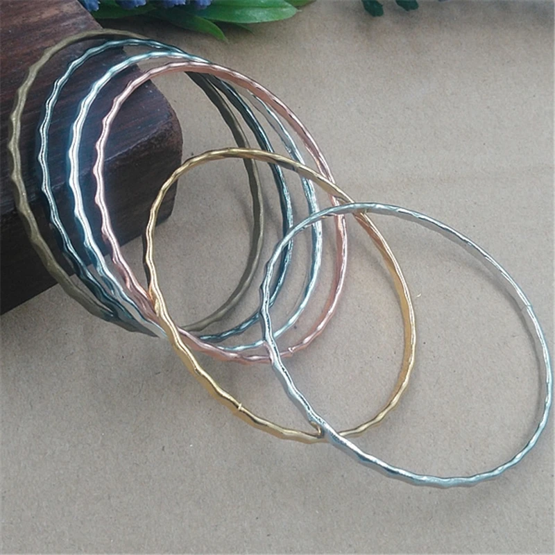 10 Pieces Wholesale Metal Bangles 7 Colors Plated Simple Brass Bangle