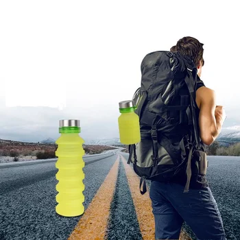 

550ML Portable Silicone Water Bottle Retractable Folding Coffee Bottle Outdoor Travel Drinking Collapsible Sport Drink Kettle