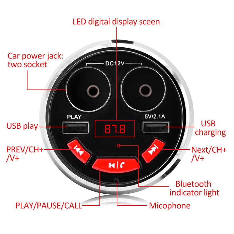 Двойной USB держатель чашки Hands Free Bluetooth автомобильный комплект Прикуриватель разъем fm-передатчик модулятор Bluetooth автомобильный комплект громкой связи