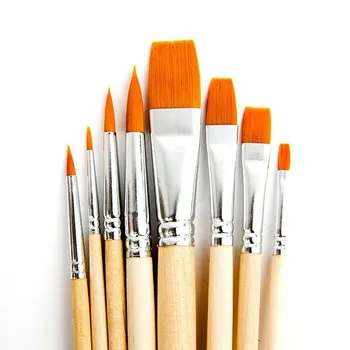 

8 brown nylon watercolor brushes flat pointed watercolor pen acrylic water chalk set