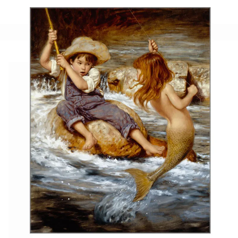 Картины русалка и рыбак