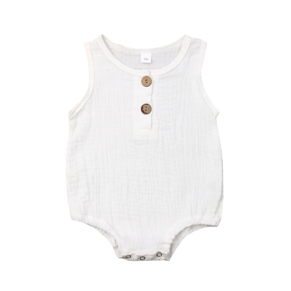 

IMCUTE Newborns White Cotton Soft Bodysuits Baby Boy Girl's Sleeveless Button Clothes Summer