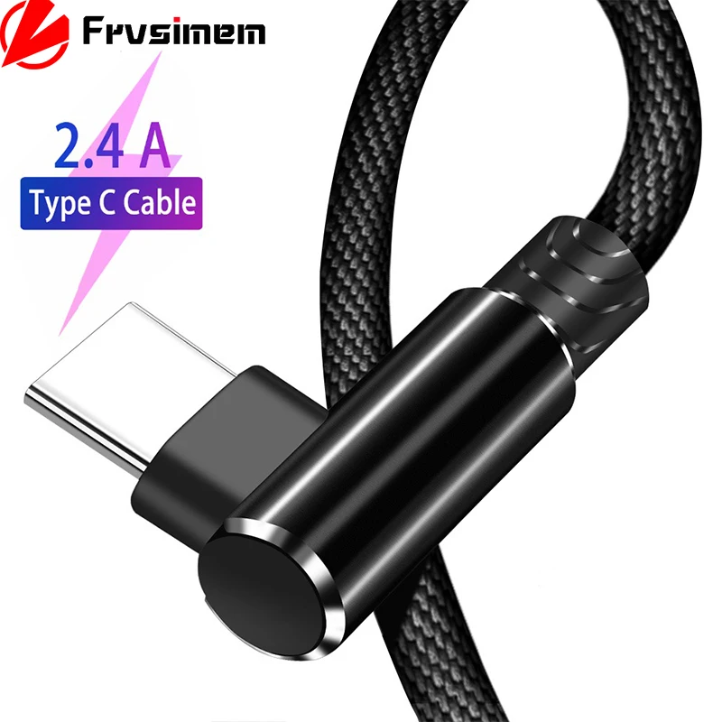 

2.4A USB Type C USB 90 Degree Fast Charging Usb C Cable L Type-c 3.1 3.0 Data Cord Charger Usb-c for Samsung S10 Huawei Xiaomi