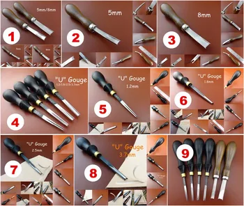 

9kinds Leather Craft U V-Gouge Cutting Folding Edge Beveler Skiving Shovel Tool Edging Creasing Chisel Punch Cutter Knife Tool