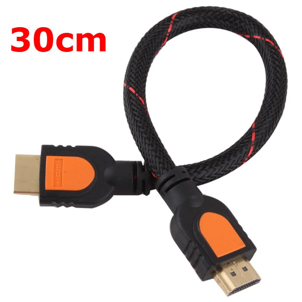 1 фут HDMI кабель для HD tv 3D 1080p 1,4 плетеный кабель с разъемом HDMI 30 см HDMI штекер HDMI Мужской адаптер кабель передачи данных