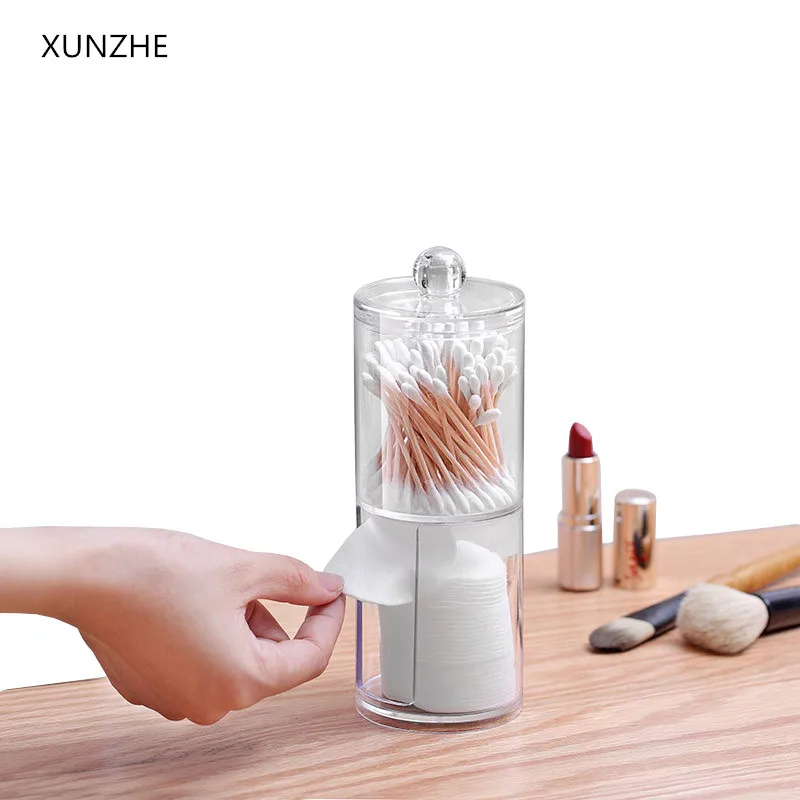 XUNZHE جديد 7*19 سنتيمتر مزدوجة طبقة واضح صندوق تخزين أكريليك حامل شفافة القطن مسحات عصا التجميل ماكياج المنظم حالة XUNZHE جديد 7*19 سنتيمتر مزدوجة طبقة واضح صندوق تخزين أكريليك حامل شفافة القطن مسحات عصا التجميل ماكياج المنظم حالة