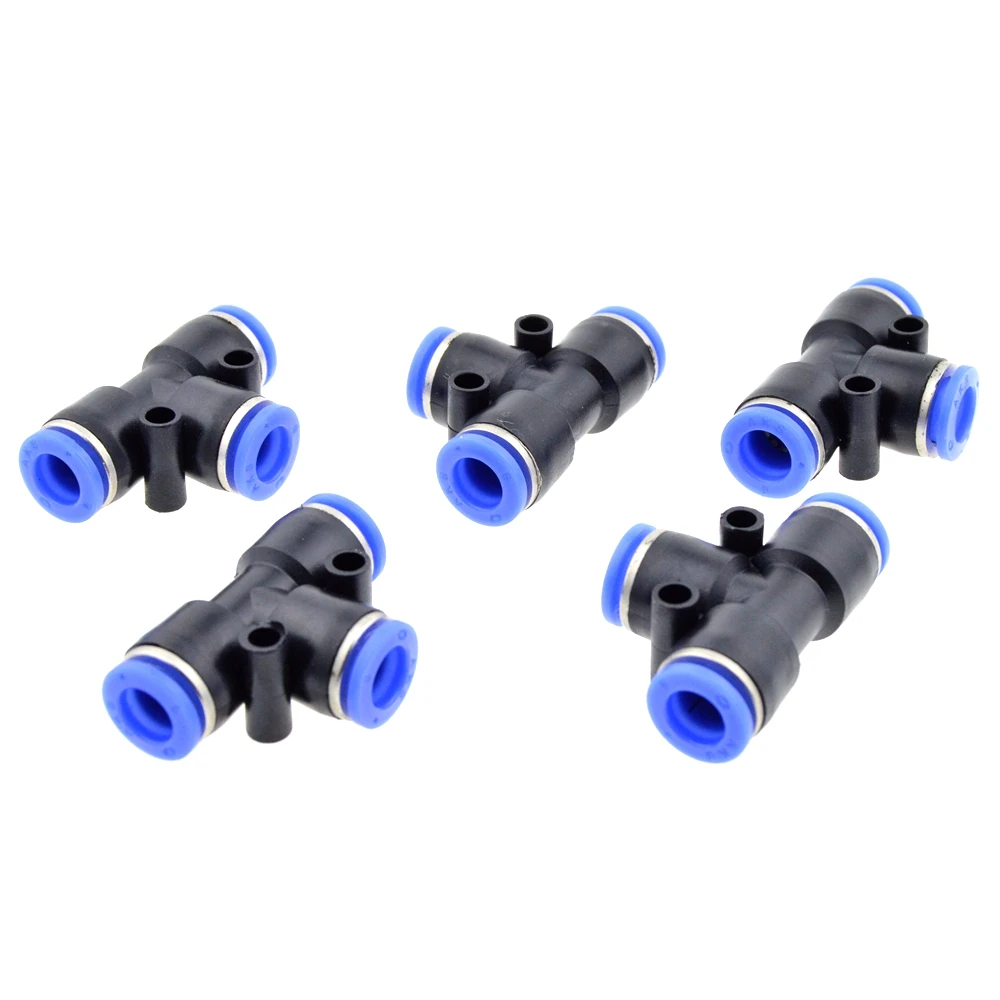 Buy 5 Pcs Pneumatic 8mm to 8mm T Type Connector Tee 3