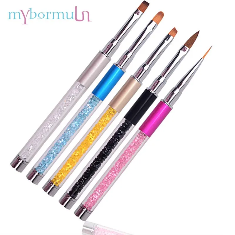 

NEW 1pcs Profession Nail Art Brush Pen Rhinestone Diamond Metal Acrylic Handle Painting Drawing Lines Pen design nail brushes