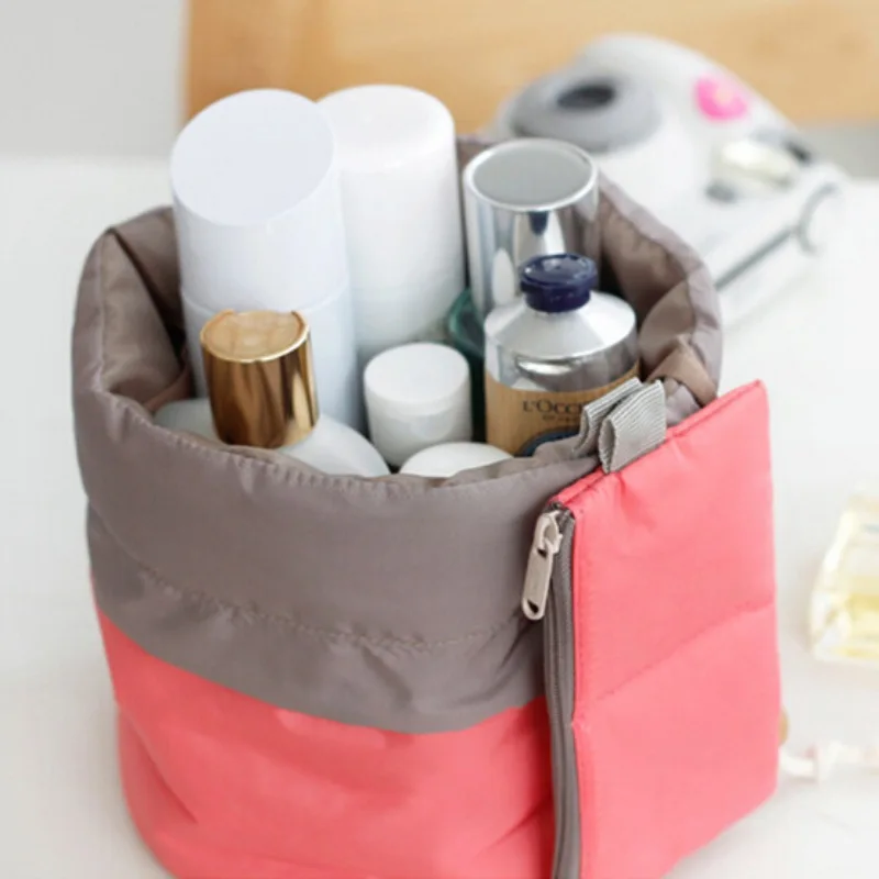 

Makeup Organizer Storage Bag Barrel Nylon Shaped Travel Cosmetic Bag Drawstring Wash Bags High Capacity