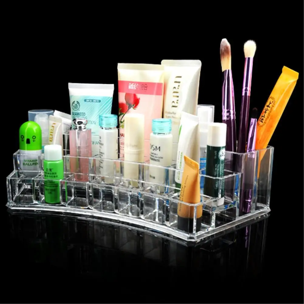 

Hot Sale 19 Grids Organizer Storage Box Make up Display Stand Skin Care Sundry Container High Quality Clear Acrylic Bins EQC359