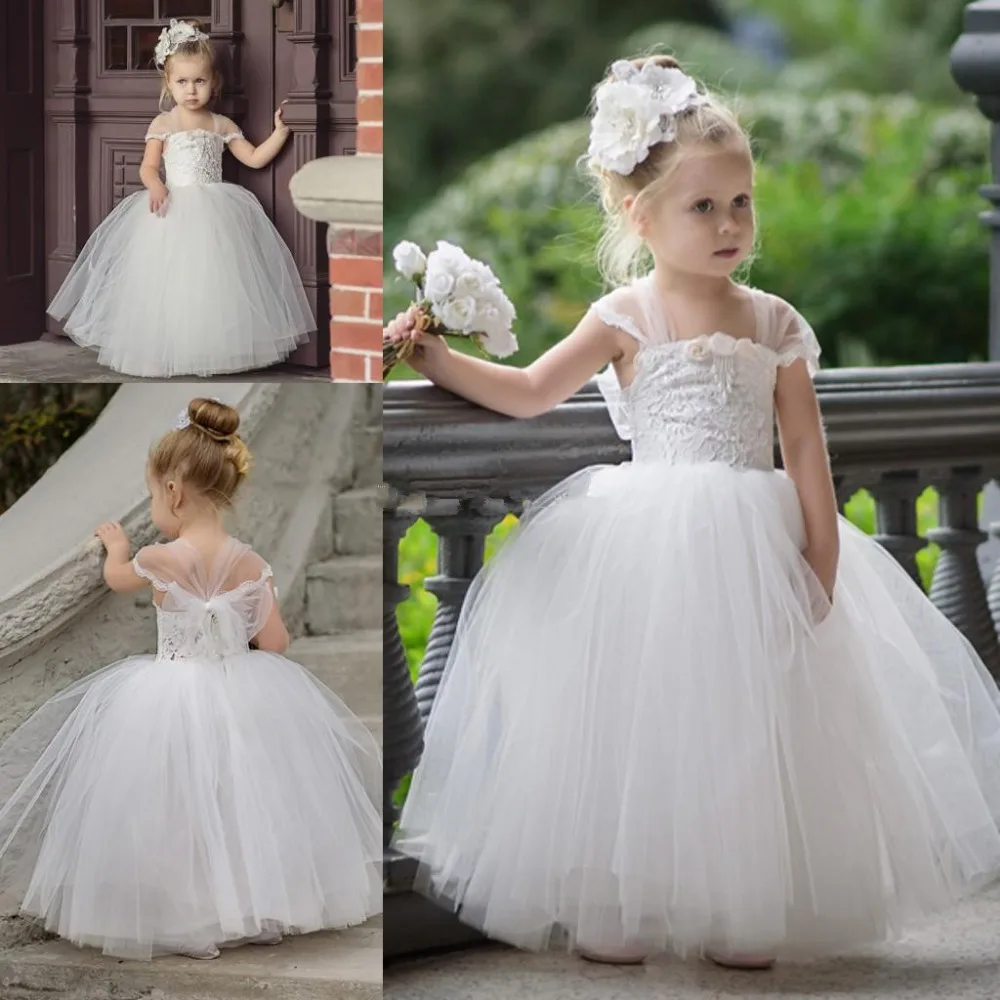 Милые Платья с цветочным узором для маленьких девочек на свадьбу 2019 года, бальное платье-пачка из тюля с кружевом, детские платья, вечерние