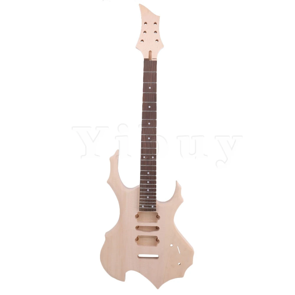 Yibuy HSH Pickup Electric Guitar DIY Builder Kit Maple Neck Body w/ 1T1V Knobs 